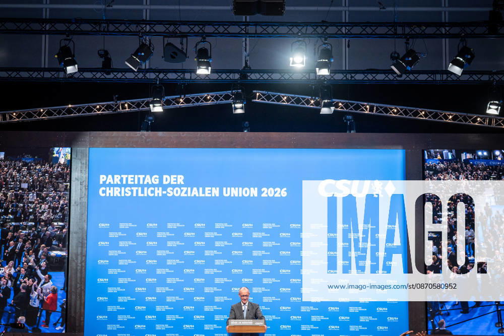 Chancellor Friedrich Merz speaks at the CSU Party Convention in Munich; CSU Party Convention in Munich, Munich, Bavaria, Germany; Munich Trade Fair Grounds