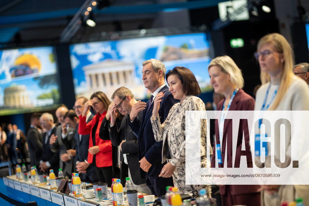 Joint prayer at the start of the second day of the event with Markus Söder, Dorothee Doro Bär, Martin Huber, Ilse Aigner, Alexander Dobrindt, and others; CSU Party Convention in Munich, Munich, Bavaria, Germany; Munich Trade Fair Grounds
