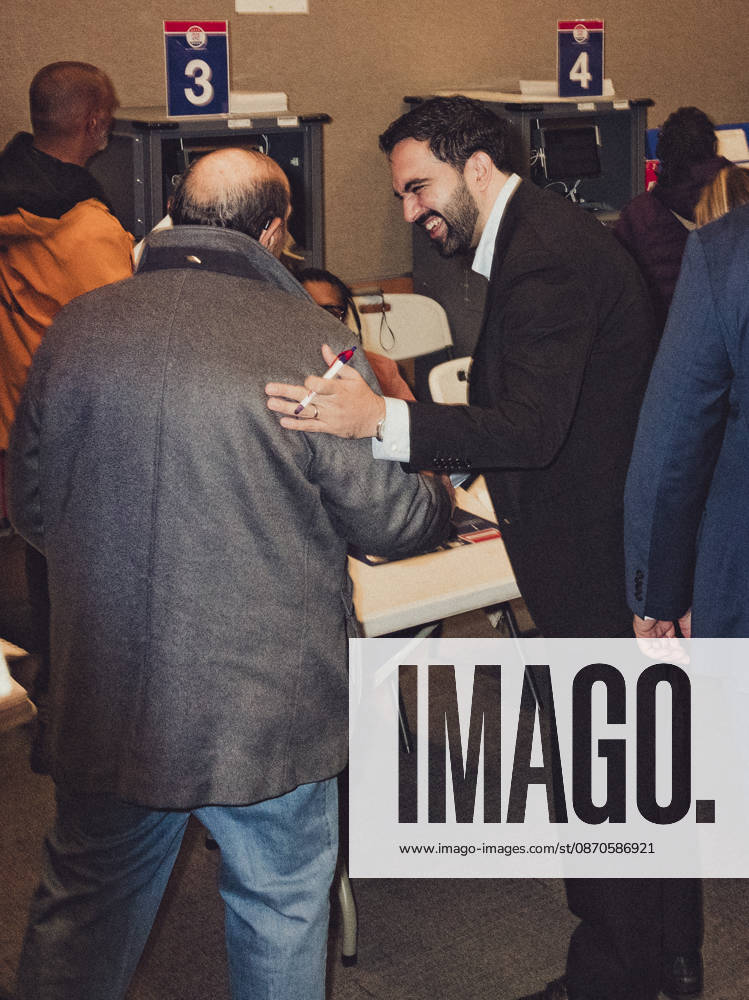 New York City Mayor ZOHRAN MAMDANI speaks to a constituent right before he casts his early voting ballot at the Metropolitan Museum of Art in Manhattan. New York USA - ZUMAp287 20261024_znp_p287_003