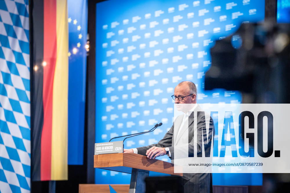 Chancellor Friedrich Merz speaks at the CSU Party Convention in Munich; CSU Party Convention in Munich, Munich, Bavaria, Germany; Munich Trade Fair Grounds