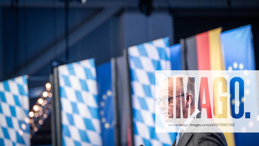 Chancellor Friedrich Merz speaks at the CSU Party Convention in Munich; CSU Party Convention in Munich, Munich, Bavaria, Germany; Munich Trade Fair Grounds