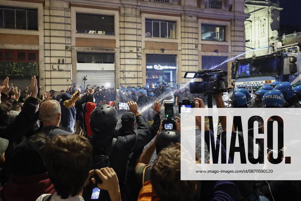Demonstration against the Italian government in Rome ROME, ITALY, OCTOBER 24: Demonstrators are hit by Italian police’s water cannons during a protest against the Italian government in Rome, Italy, on October 24, 2026. Riccardo De Luca Anadolu Rome Italy. Editorial use only. Please get in touch for any other usage.