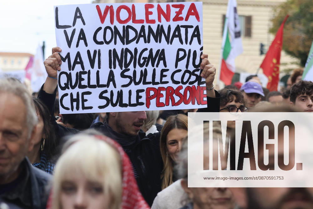 Demonstration against the Italian government in Rome ROME, ITALY, OCTOBER 24: Demonstrators attend a protest against the Italian government in Rome, Italy, on October 24, 2026. Riccardo De Luca Anadolu Rome Italy. Editorial use only. Please get in touch for any other usage.
