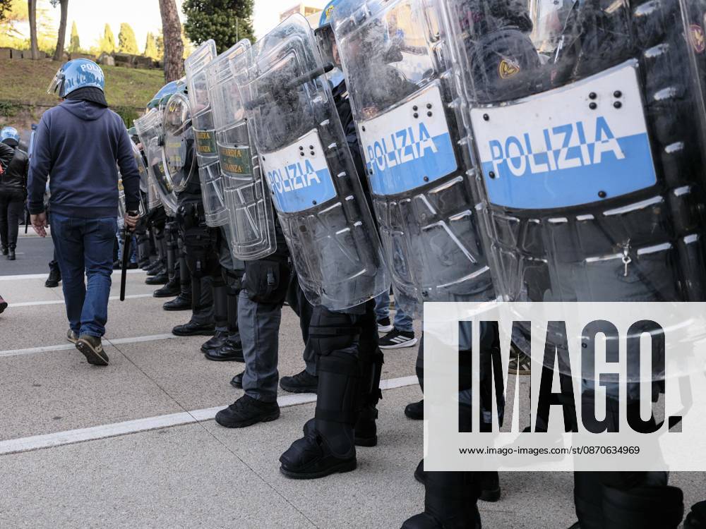 Rome Anti War Protest Police officers stand guard during an anti-war protest in Rome, Italy on October 24, 2026. Demonstrators took part in an anti-war march under the slogan Keep Italy Out of the War . Protesters further voiced opposition to Italy s involvement in armed conflicts, military rearmament and government policies. Rome Lazio Italy