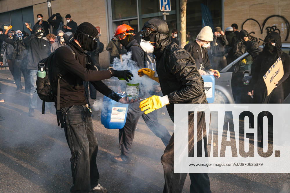 Marseille France Street Protests Demonstrators gather along a street during a protest in Marseille, France on October 24, 2026. Authorities deployed around 70,000 security personnel across France for renewed protests over the cost of living, after unrest a week earlier saw public buildings damaged, hundreds of shops looted and about 2,700 people arrested. Marseille Provence-Alpes-CÃ te France