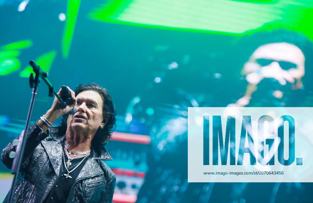 SAUL HERNANDEZ, lead vocalist and guitarist of legendary Mexican rock band Caifanes, plays an electric guitar while singing at the microphone during the Tecate Peninsula 2026 music festival at Explanada Estadio Caliente in Tijuana, Baja California, Mexico, October 24, 2026. Tijuana Mexico - ZUMAm311 20261024_zip_m311_013