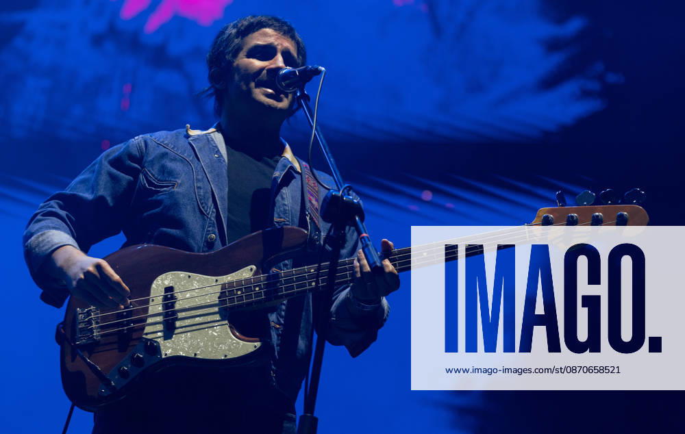 October 24, 2026, Tijuana, Baja California, Mexico: Rafael Navejas, bassist of the Mexican rock band Enjambre, plays bass on stage during their live performance at the Tecate Peninsula 2026 festival at Parque Morelos in Tijuana. Tijuana Mexico - ZUMAm311 20261024_zip_m311_018