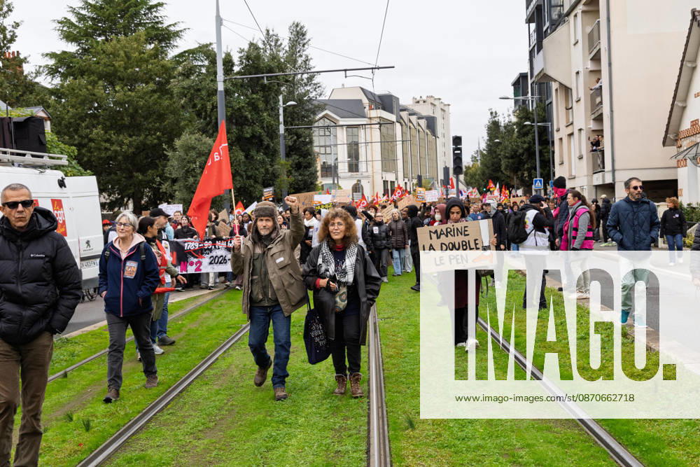 Demonstration Against French Far-Right Party RN - Orleans Rally against racism, fascism, and imperialism in Orléans, Loiret, France on October 24, 2026, held alongside the National Rally (RN) congress. Photo by Pascal Avenet ABACAPRESS.COM Orleans France