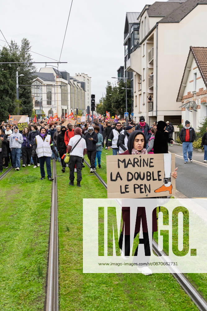 Demonstration Against French Far-Right Party RN - Orleans Rally against racism, fascism, and imperialism in Orléans, Loiret, France on October 24, 2026, held alongside the National Rally (RN) congress. Photo by Pascal Avenet ABACAPRESS.COM Orleans France