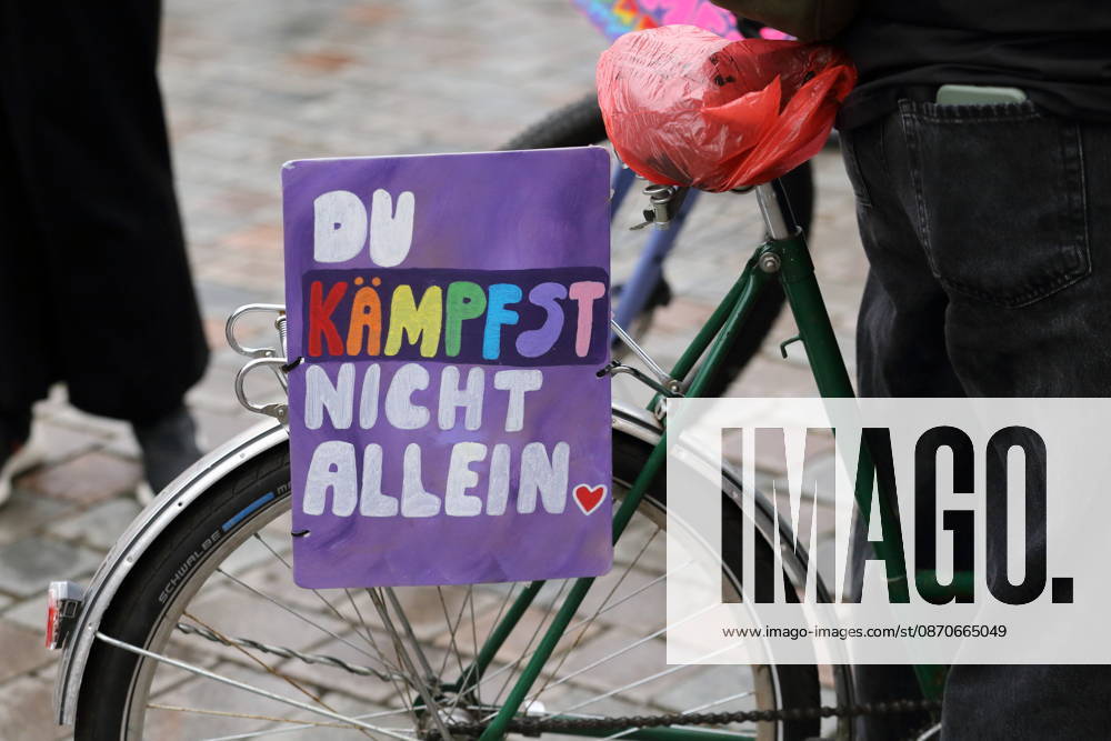 Bicycle with a sign reading You’re not alone at Bike Pride in Potsdam, October 24, 2026 Bike Pride Potsdam