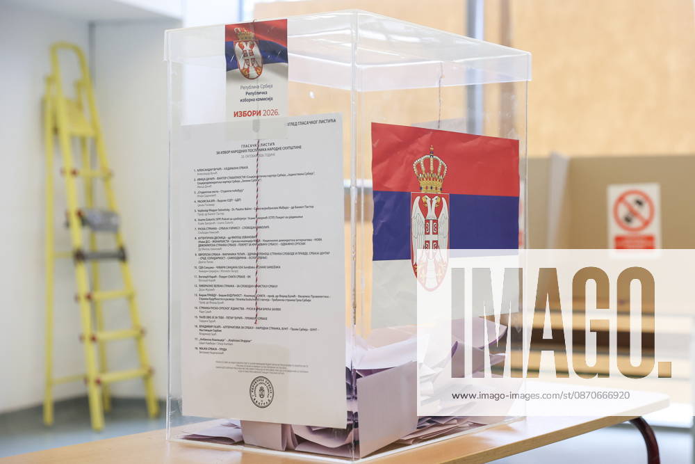 SERBIA, BELGRADE - OCTOBER 25, 2026: A ballot box is seen at a polling station during the 2026 Serbian parliamentary election. On 25 October, the Serbs went to the polls to elect members of the country s unicameral parliament, Narodna Skupshtina. Alexander Ryumin TASS 99925400
