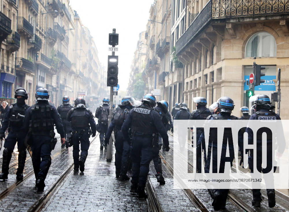 Several thousand people are marching through downtown Bordeaux as part of the demonstration on October 24, 2026, in Bordeaux, France