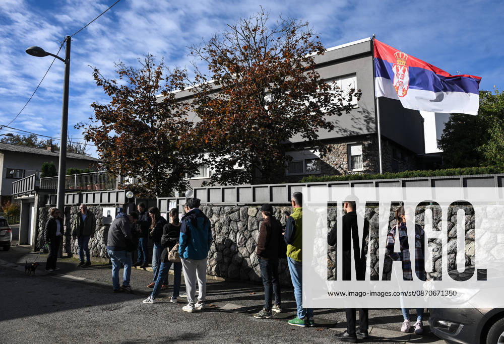 Serbian Citizens Queue to Vote in Zagreb in Early Parliamentary Election People wait in line outside the Embassy of the Republic of Serbia to cast their ballots in Serbia s early parliamentary election on October 25, 2026 in Zagreb, Croatia. JosipxRegovic PIXSELL