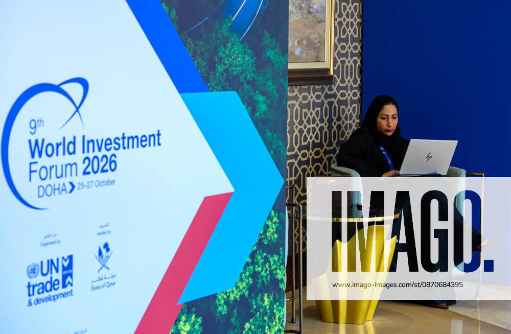 9th World Investment Forum 2026 In Doha Delegates gather in the venue corridor during the 9th World Investment Forum (WIF 2026) in Doha, Qatar, October 25, 2026. The three-day global summit is organized by the United Nations Conference on Trade and Development (UNCTAD) in cooperation with the State of Qatar. DOHA Qatar