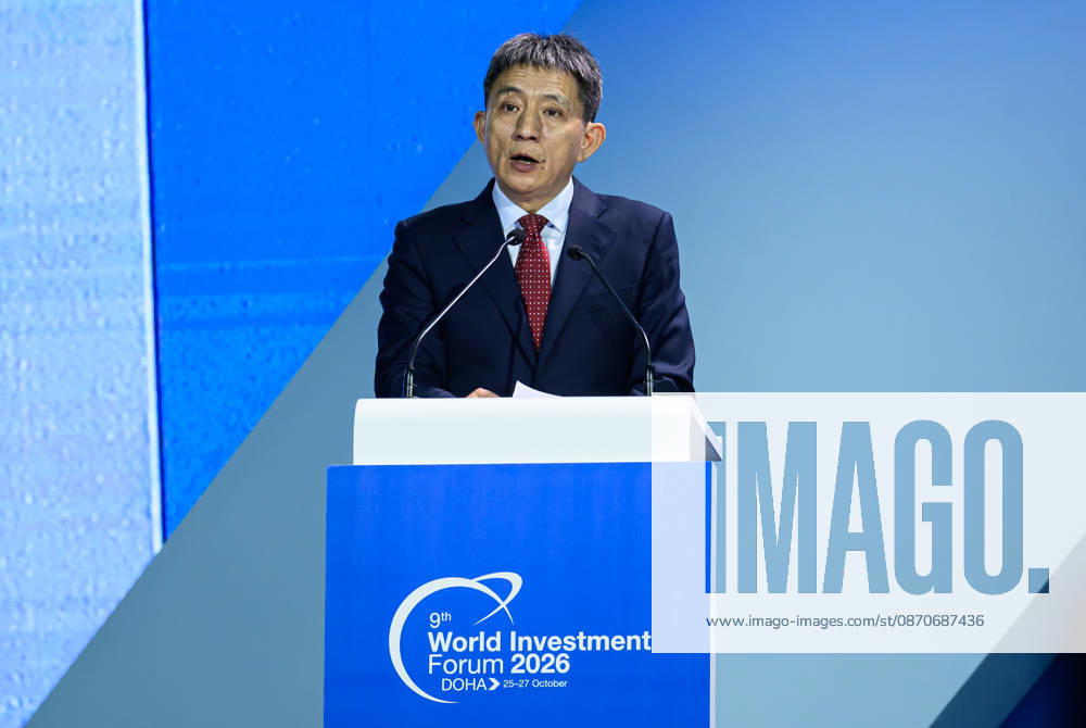 Li Chenggang, International Trade Representative of China, speaks during a plenary session following the opening ceremony of the 9th World Investment Forum (WIF 2026). The three-day summit, organized by United Nations Conference on Trade and Development Doha Qatar - ZUMAs197 20261025_aaa_s197_086