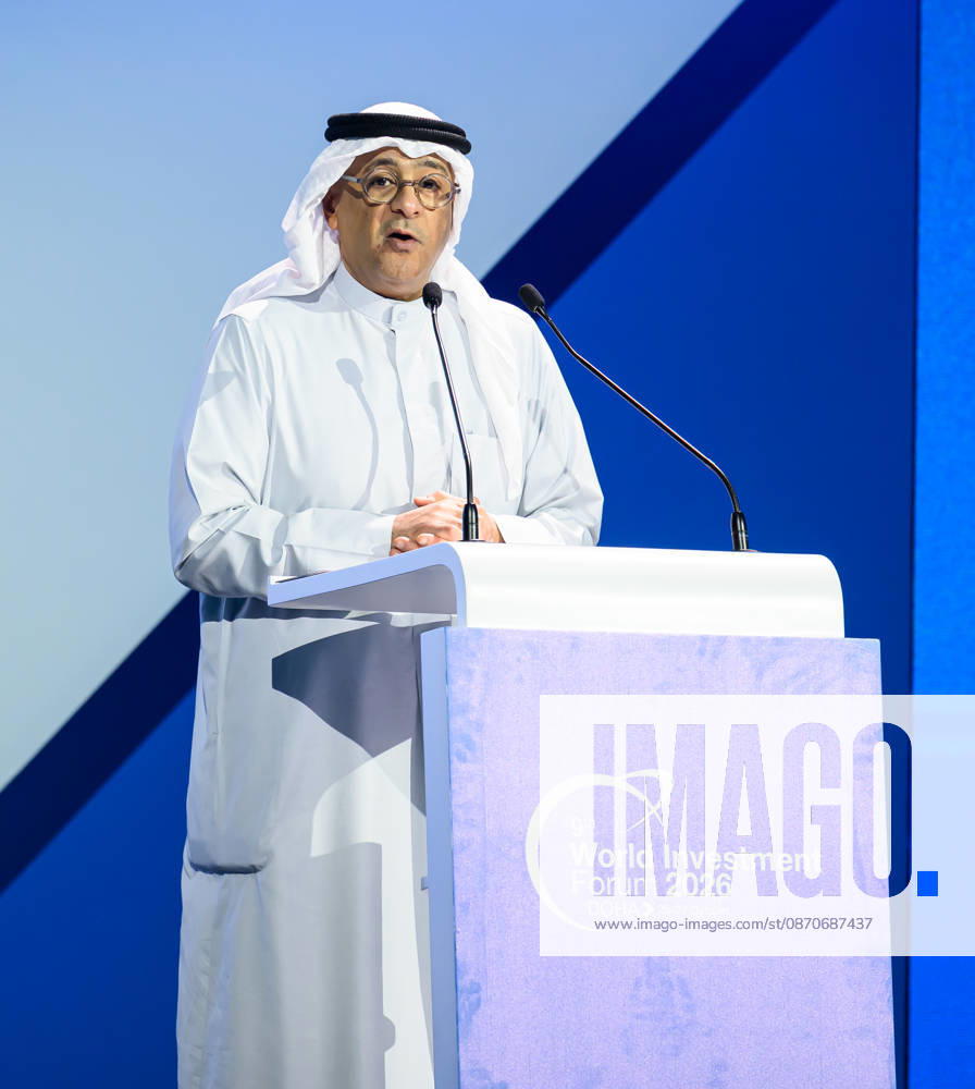 Jasem Mohamed AlBudaiwi, Secretary General, Gulf Cooperation Council (GCC), speaks during a plenary session following the opening ceremony of the 9th World Investment Forum (WIF 2026). The three-day summit, organized by United Nations Conference on Trade and Development Doha Qatar - ZUMAs197 20261025_aaa_s197_093
