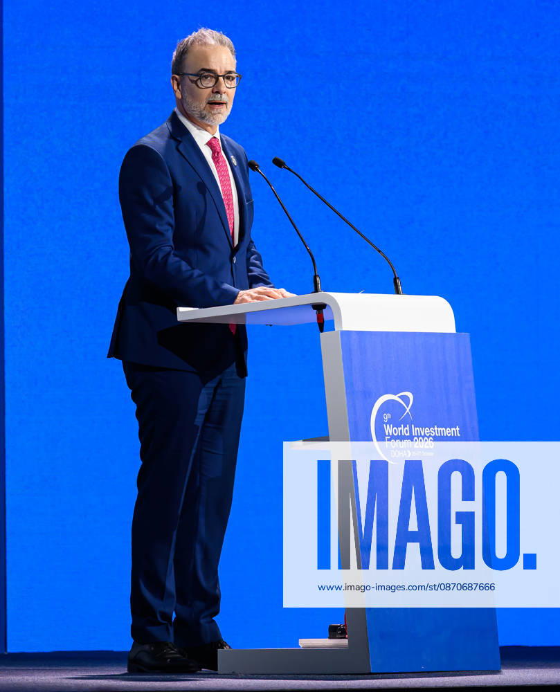 Pedro Manuel Moreno, Acting Secretary-General, UN Trade and Development (UNCTAD), speaks during the opening ceremony of the 9th World Investment Forum (WIF 2026). The three-day summit, organized by United Nations Conference on Trade and Development Doha Qatar - ZUMAs197 20261025_aaa_s197_089