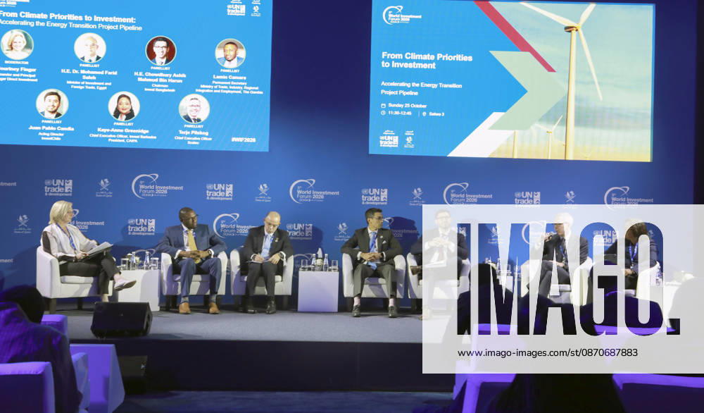 Doha Qatar World Investment Forum Speakers take part in a panel discussion on investment priorities during the World Investment Forum in Doha, Qatar, on October 25, 2026. The ninth World Investment Forum, organized by UN Trade and Development (UNCTAD) and hosted by Qatar from October 25 to 27 under the theme Investing in the Future, brings together government officials, investors and business leaders to discuss international investment, sustainable development and economic resilience. Doha Baladiyat ad Dawhah Qatar