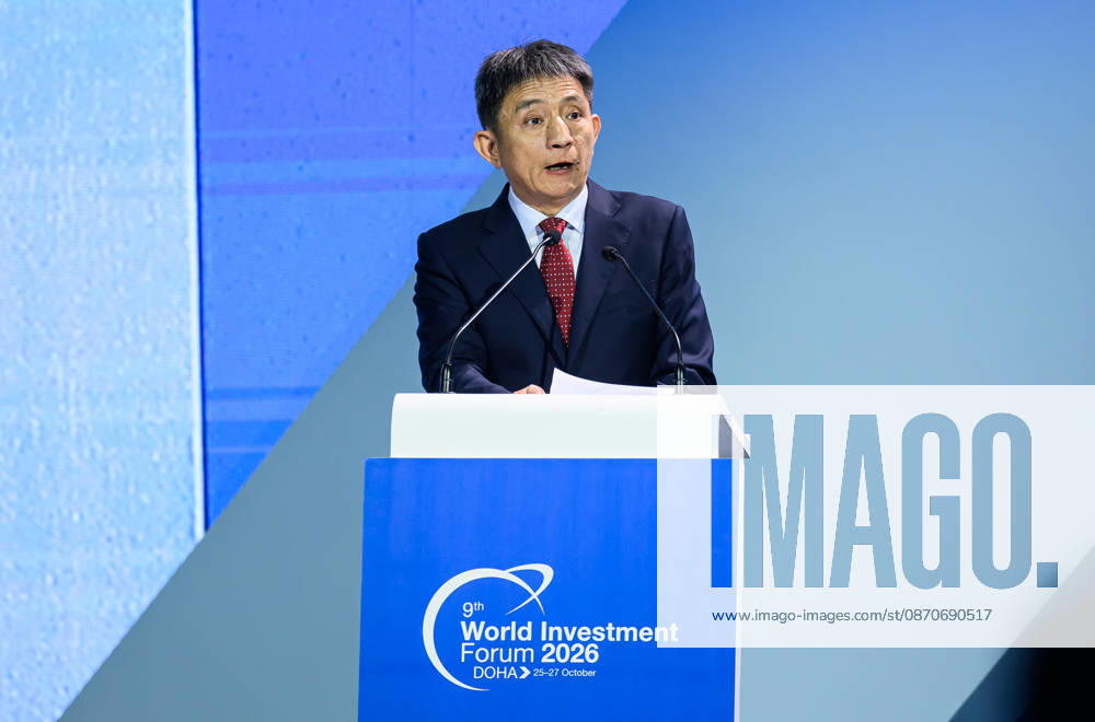 Li Chenggang, International Trade Representative of China, speaks during a plenary session following the opening ceremony of the 9th World Investment Forum (WIF 2026). The three-day summit, organized by United Nations Conference on Trade and Development Doha Qatar - ZUMAs197 20261025_aaa_s197_137