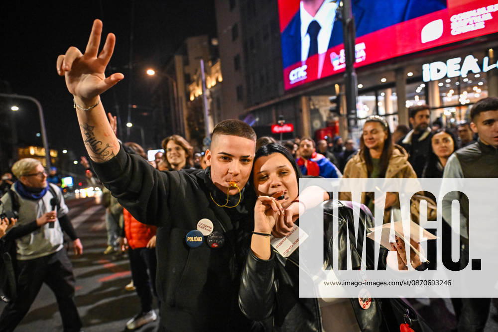 Serbians are flooding to the streets of Belgrade as polls closed on the night of the Serbian elections on 25 October, 2026 Belgrade Serbia - ZUMAa256 20261025_zip_a256_015