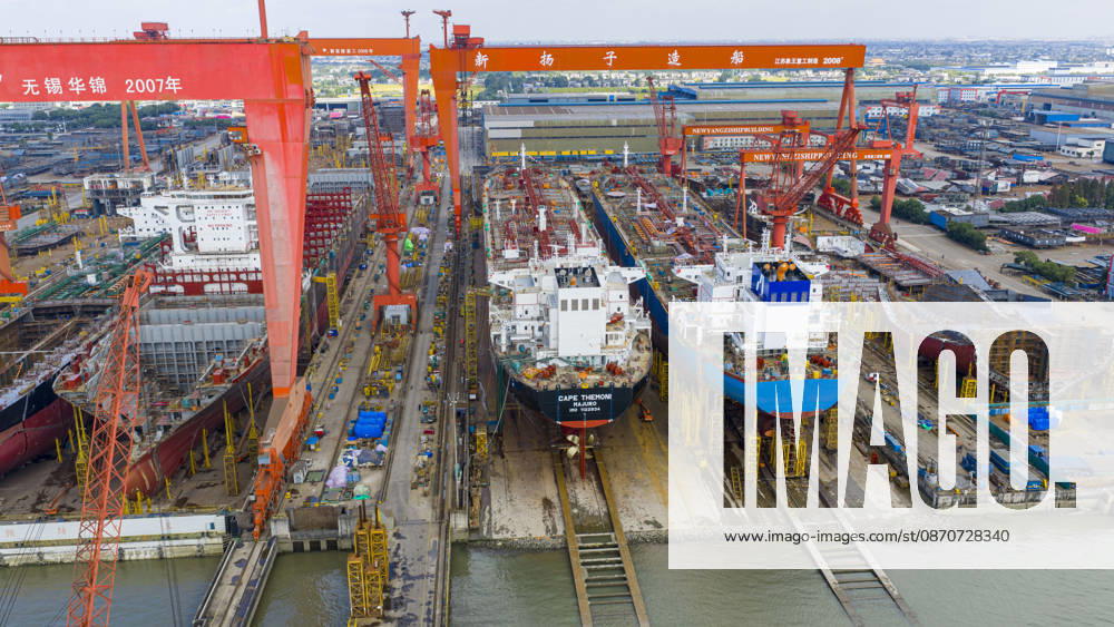 Shipbuilding TAIZHOU, CHINA - OCTOBER 25, 2026 - Multiple large vessels are under construction at Jiangsu New Yangtze Shipbuilding Co., Ltd. in Taizhou, Jiangsu Province, China on October 25, 2026. Taizhou Jiangsu China