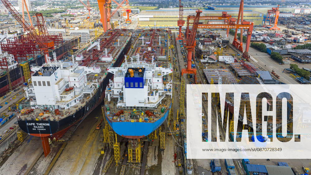 Shipbuilding TAIZHOU, CHINA - OCTOBER 25, 2026 - Multiple large vessels are under construction at Jiangsu New Yangtze Shipbuilding Co., Ltd. in Taizhou, Jiangsu Province, China on October 25, 2026. Taizhou Jiangsu China