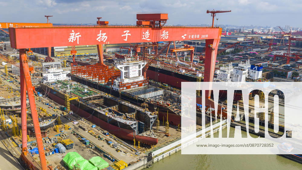 Shipbuilding TAIZHOU, CHINA - OCTOBER 25, 2026 - Multiple large vessels are under construction at Jiangsu New Yangtze Shipbuilding Co., Ltd. in Taizhou, Jiangsu Province, China on October 25, 2026. Taizhou Jiangsu China