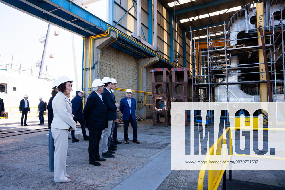 Sánchez Visits the Armón Shipyard and the Baleària Ferry G034 in Gijón Prime Minister Pedro Sánchez, the President of the Principality of Asturias, Adrián Barbón, and the Government Delegate in Asturias, Cecilia Pérez, during a visit to the Armón Shipyard on October 26, 2026, in Gijón, Asturias, Spain. Sánchez visited the shipyard to see Baleària’s G034 ferry firsthand, the shipping company’s first 87-meter-long aluminum high-speed catamaran ferry with 100% electric propulsion, equipped with a high-capacity battery system, October 26, 2026, Spain