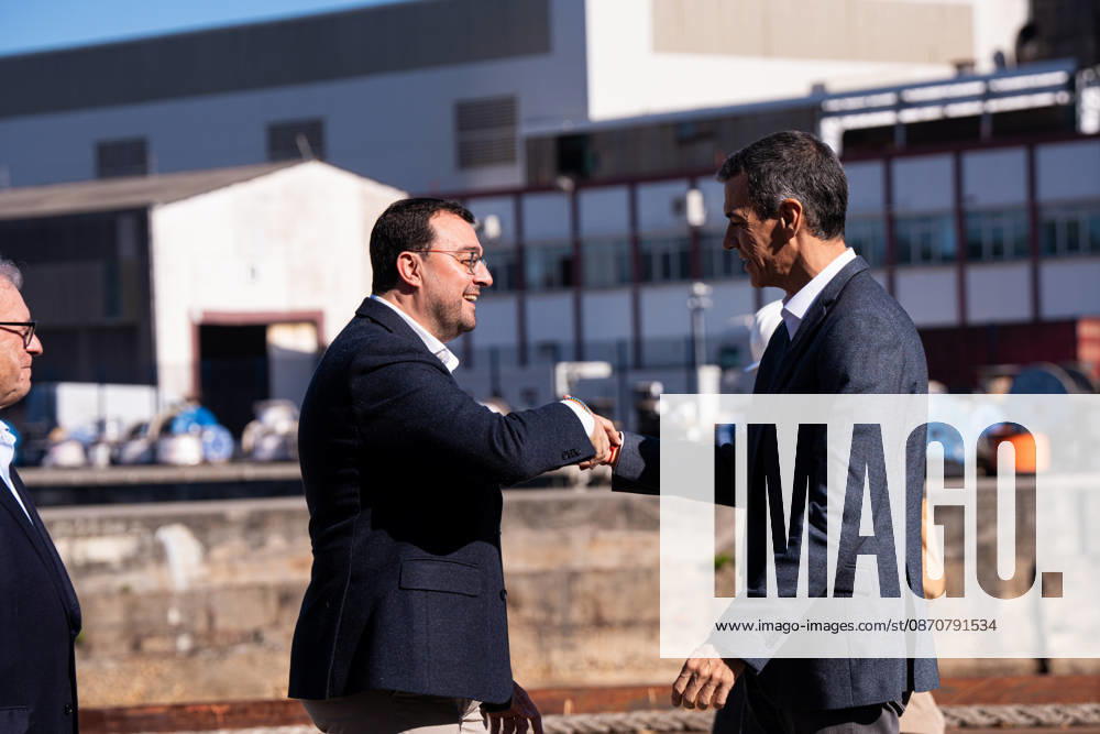 Sánchez Visits the Armón Shipyards and the Baleària Ferry G034 in Gijón Prime Minister Pedro Sánchez, and the President of the Principality of Asturias, Adrián Barbón, during a visit to the Armón Shipyard on October 26, 2026, in Gijón, Asturias, Spain. Sánchez visited the shipyard to see Baleària’s G034 ferry firsthand, the shipping company’s first 87-meter-long aluminum high-speed catamaran ferry with 100% electric propulsion, equipped with a high-capacity battery system, October 26, 2026, Spain