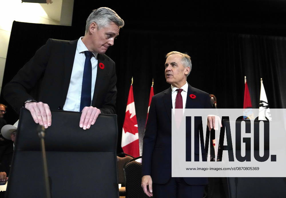 Ottawa, On, CAN: Prime Minister Mark Carney speaks with Premier of the Northwest Territories R.J. Simpson before a First Nations and First Ministers Meeting in Ottawa, on Monday, Oct. 26, 2026. Ottawa CAN - ZUMAc35_ 20261026_zaf_c35_022