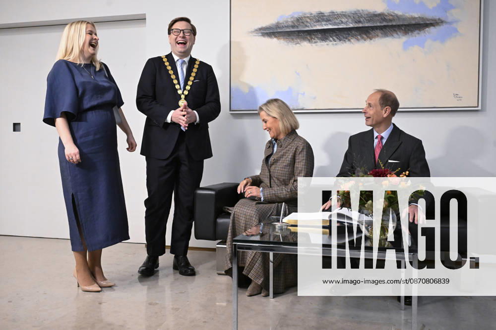 LKS 20261026 Mayor of Helsinki Daniel Sazonov with wife Anita Westerholm (L) met with visiting Britain s Prince Edward, Duke of Edinburgh and Sophie Duchess of Edinburgh at the Helsinki City Hall in Finland on Monday, 26th Oct., 2026. Prince Edward and Duchess Sophie are in Finland between 26th and 28th October. - MIKKO STIG Helsinki Finland