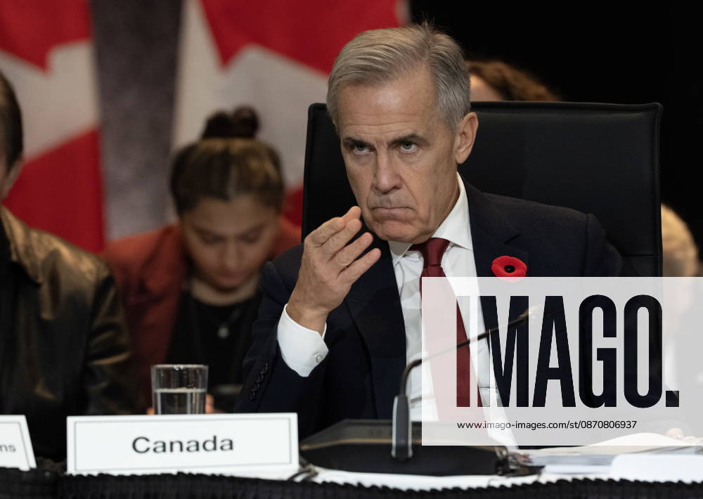 Prime Minister Mark Carney gestures to a speaker during opening remarks at the First Nations and First Ministers meeting in Ottawa, Monday, Oct. 26, 2026. Ottawa Canada - ZUMAc35_ 20261026_zaf_c35_025