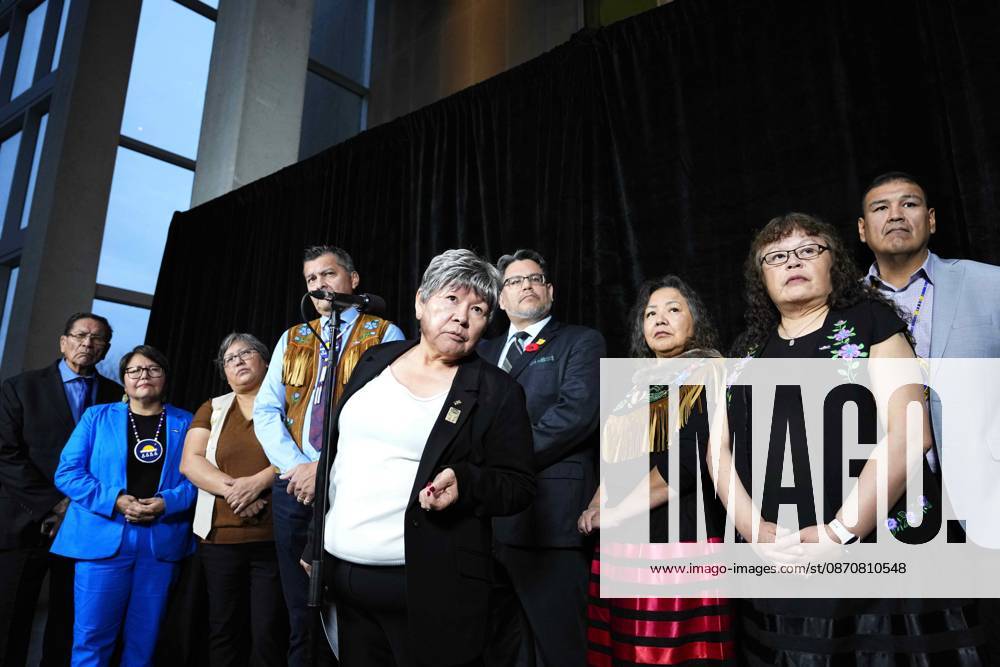 Ottawa, On, CAN: Eva Clayton, president of the Nisga a Lisims Government, is joined by leaders from the Land Claims Agreements Coalition, as they arrive for a First Nations and First Ministers Meeting in Ottawa, on Monday, Oct. 26, 2026. Ottawa CAN - ZUMAc35_ 20261026_zaf_c35_042