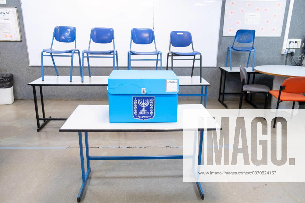 Preparations continue for upcoming Knesset parliamentary elections in Israel TEL AVIV, ISRAEL - OCTOBER 26: Ballot boxes are set up at the A.D. Gordon school in the Herzliya district of Tel Aviv, Israel, on October 26, 2026. Preparations continue for the upcoming Knesset parliamentary elections scheduled for October 27. Voting will take place tomorrow, running from 07:00 to 22:00 local time. Nir Keidar Anadolu Tel Aviv Israel. Editorial use only. Please get in touch for any other usage.