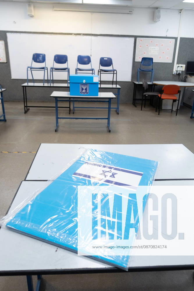 Preparations continue for upcoming Knesset parliamentary elections in Israel TEL AVIV, ISRAEL - OCTOBER 26: Ballot boxes are set up at the A.D. Gordon school in the Herzliya district of Tel Aviv, Israel, on October 26, 2026. Preparations continue for the upcoming Knesset parliamentary elections scheduled for October 27. Voting will take place tomorrow, running from 07:00 to 22:00 local time. Nir Keidar Anadolu Tel Aviv Israel. Editorial use only. Please get in touch for any other usage.