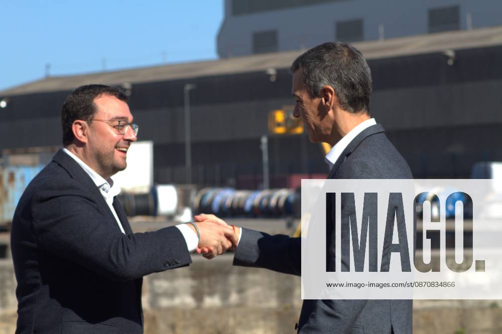 Spain: Pedro Sanchez in Gijon Spanish Prime Minister Pedro Sánchez visits the Armón shipyards in Gijón during the construction of a ferry for Balearia. Gijon Spain