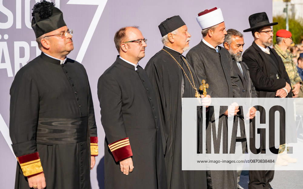 Official celebrations for the 2026 Austrian National Day Oath-taking ceremony during the official celebrations for the 2026 National Day at Heldenplatz in Vienna, Austria. The photo shows the military chaplains at Heldenplatz in Vienna, Austria.