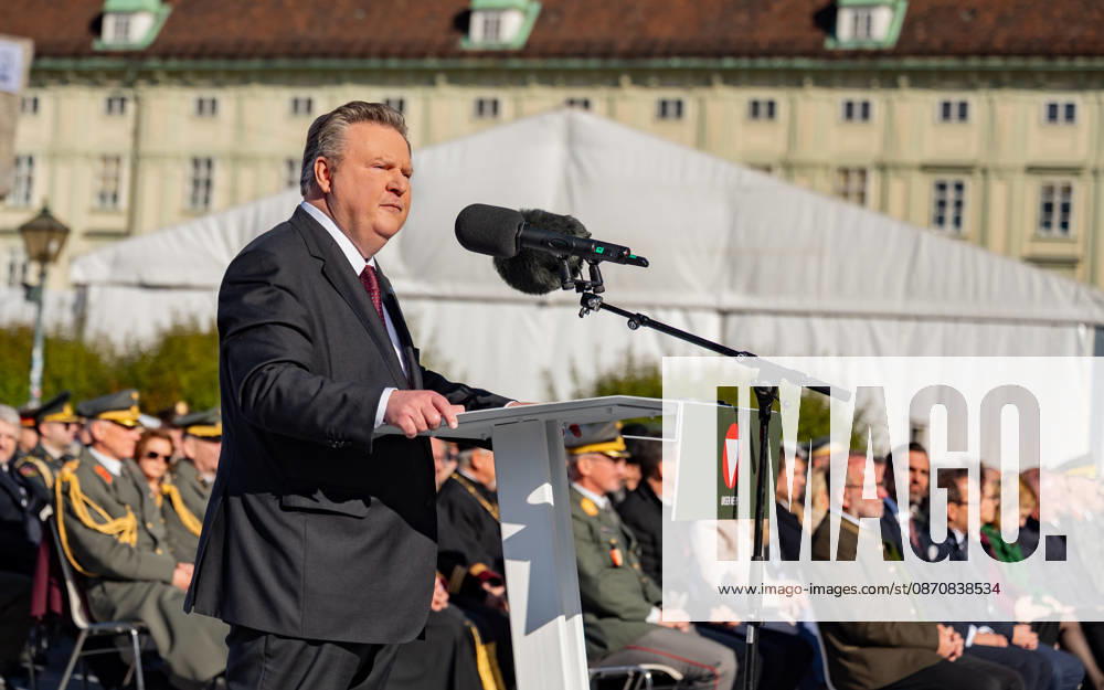 Official celebrations for Austria’s National Day 2026 Oath-taking ceremony during the official celebrations for National Day 2026 at Heldenplatz in Vienna, Austria. The photo shows Michael Ludwig, SPÖ Mayor of Vienna and Governor of Vienna, at Heldenplatz in Vienna, Austria.