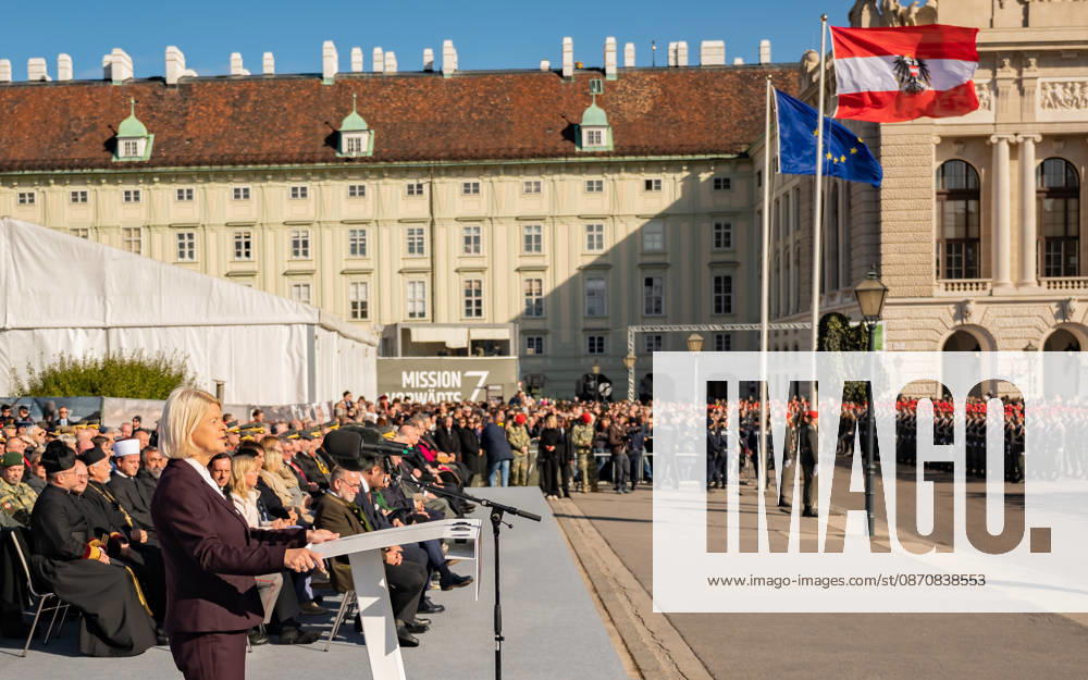 Official celebrations for Austria’s National Day 2026 Oath-taking ceremony during the official celebrations for National Day 2026 at Heldenplatz in Vienna, Austria. The photo shows ÖVP Federal Minister of Defense Klaudia Tanner in Vienna at Heldenplatz, Vienna, Austria