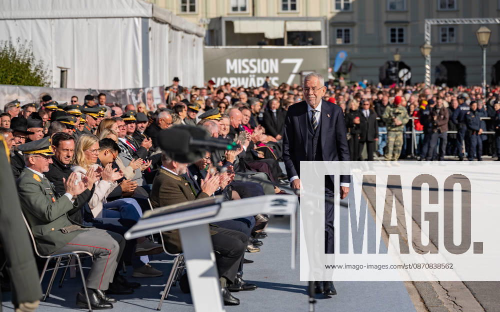 Official celebrations for Austria’s National Day 2026 Oath-taking ceremony during the official celebrations for National Day 2026 at Heldenplatz in Vienna, Austria. Image shows Alexander Sascha Van der Bellen, Federal President of the Republic of Austria, in Vienna at Heldenplatz, Vienna, Austria