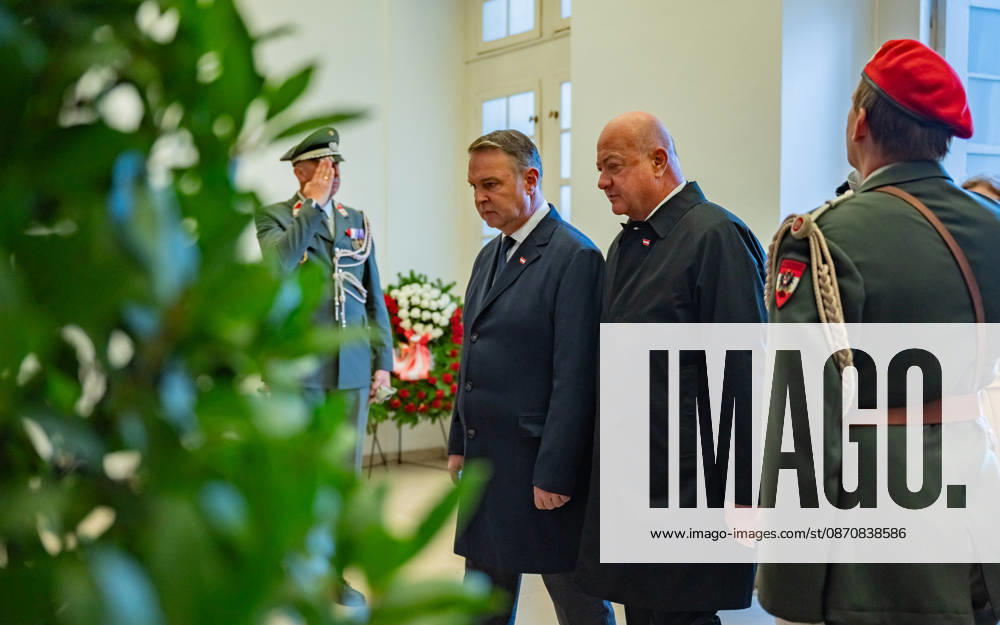 Official celebrations for the 2026 Austrian National Day Wreath-laying ceremony during the official celebrations on National Day 2026 at the outer castle gate on Vienna’s Heldenplatz, Austria. The photo shows SPÖ Vice Chancellor and Federal Minister for Housing, Art, Cult