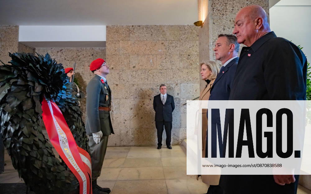 Official celebrations for the 2026 Austrian National Day Wreath-laying ceremony during the official celebrations on National Day 2026 at the outer castle gate on Vienna’s Heldenplatz, Austria. The photo shows SPÖ Vice Chancellor and Federal Minister for Housing, Art, Cult