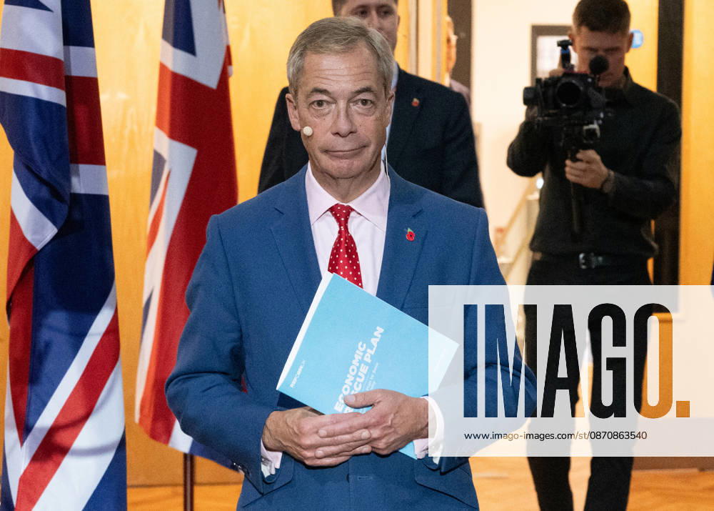 Nigel Farage attends the Reform UK s Economic Rescue Plan Press Conference in London. London United Kingdom - ZUMAs197 20261026_aaa_s197_240