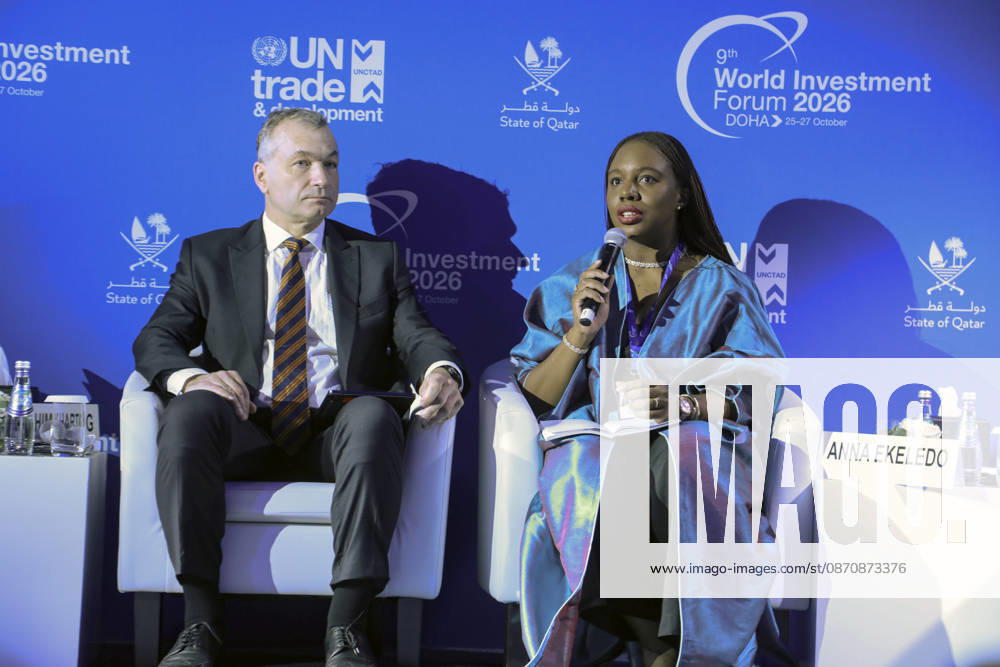 Doha Qatar Investment Forum A speaker participates in a panel discussion during the World Investment Forum 2026 in Doha, Qatar on October 26, 2026. The Forum brought together policymakers, business leaders and investors to discuss investment and economic cooperation. A session on ASEAN-GCC relations explored opportunities to strengthen investment ties between the two regions. Doha Baladiyat ad Dawhah Qatar