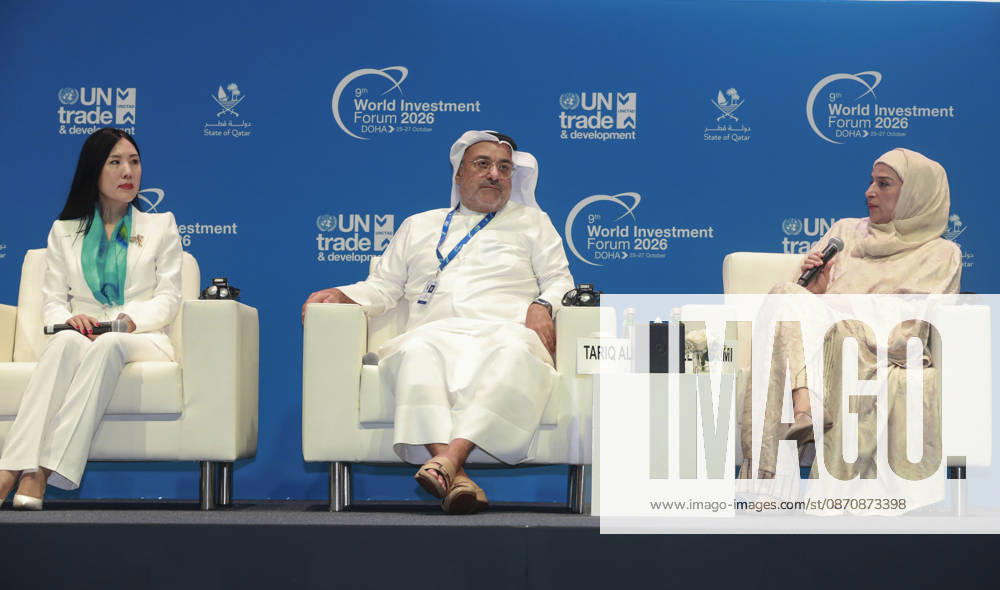Doha Qatar Investment Forum A speaker participates in a panel discussion during the World Investment Forum 2026 in Doha, Qatar on October 26, 2026. The Forum brought together policymakers, business leaders and investors to discuss investment and economic cooperation. A session on ASEAN-GCC relations explored opportunities to strengthen investment ties between the two regions. Doha Baladiyat ad Dawhah Qatar