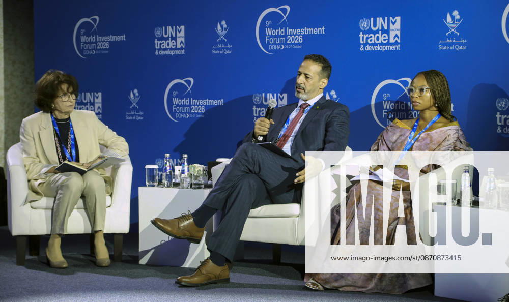 Doha Qatar Investment Forum A speaker participates in a panel discussion during the World Investment Forum 2026 in Doha, Qatar on October 26, 2026. The Forum brought together policymakers, business leaders and investors to discuss investment and economic cooperation. A session on ASEAN-GCC relations explored opportunities to strengthen investment ties between the two regions. Doha Baladiyat ad Dawhah Qatar