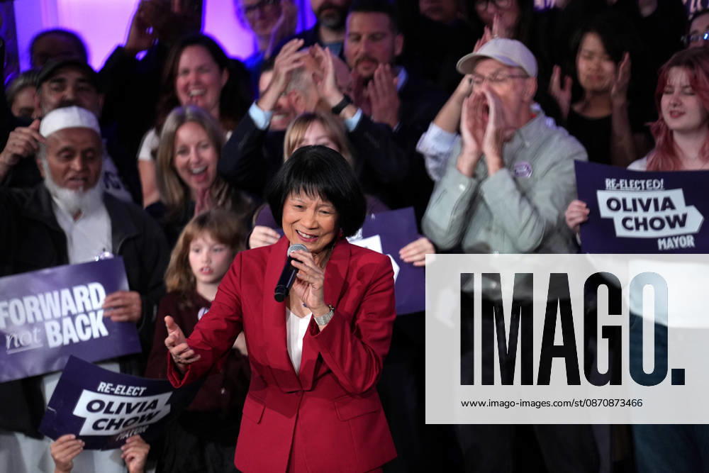 Olivia Chow Re-Elected as Toronto Mayor TORONTO, CANADA - OCTOBER 26: Toronto Mayor Olivia Chow delivers a speech after being re-elected for a second term in Toronto, Ontario, Canada, on October 26, 2026. Mert Alper Dervis Anadolu Ontario Canada. Editorial use only. Please get in touch for any other usage.