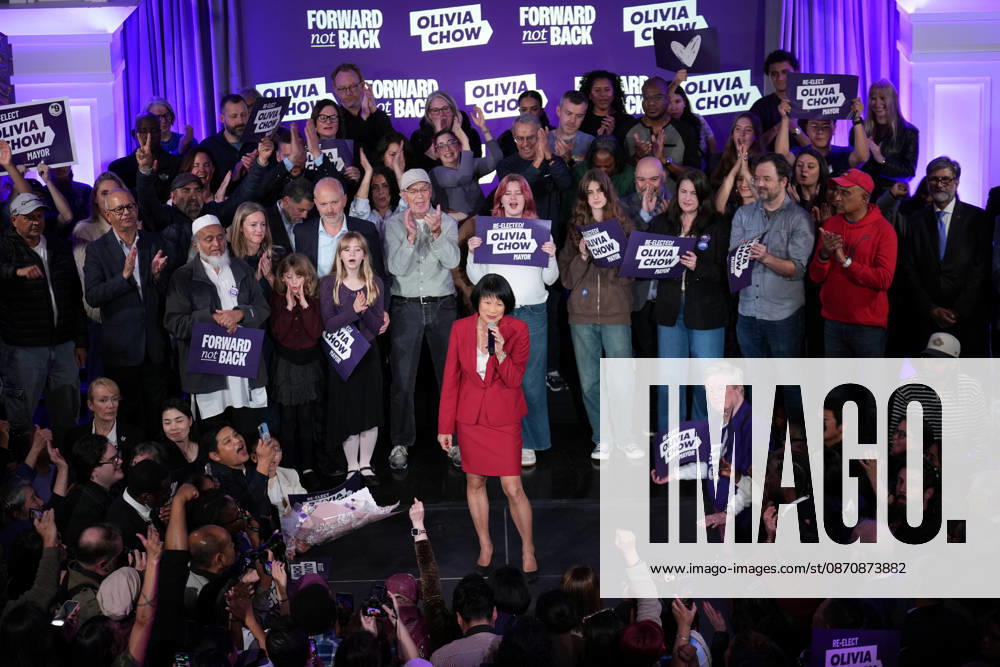 Olivia Chow Re-Elected as Toronto Mayor TORONTO, CANADA - OCTOBER 26: Toronto Mayor Olivia Chow delivers a speech after being re-elected for a second term in Toronto, Ontario, Canada, on October 26, 2026. Mert Alper Dervis Anadolu Ontario Canada. Editorial use only. Please get in touch for any other usage.