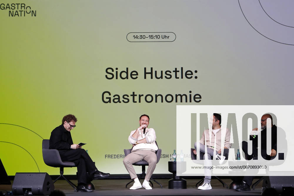 Sebastian E Merget, Frederick Lau, Eko Fresh, and Massiv at the Gastronation industry event at the Grüner Bunker on Feldstraße in Hamburg, October 26, 2026 Foto:xC.xTamckex xFuturexImagex gastronation_6088