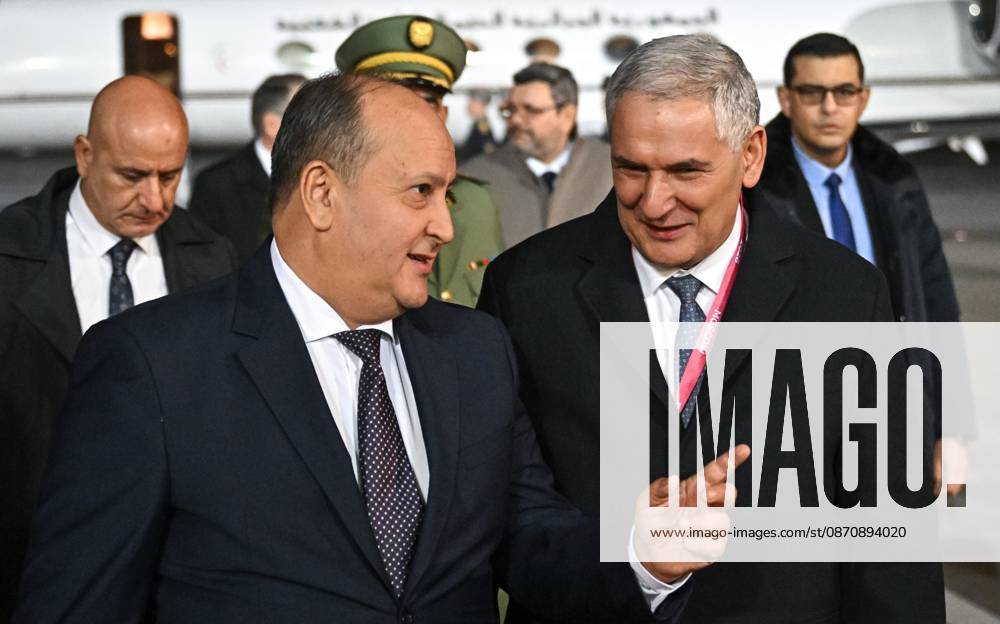 Prime Minister Algeria is Sifi Ghrieb arrives in Moscow 9274090 26.10.2026 Prime Minister Algeria is Sifi Ghrieb arrives in Moscow for the 3rd Russia-Africa Summit and Forum and the summit of the Gas Exporting Countries Forum (GECF). Right: Algerian Ambassador to Russia Toufik Djouama. Sergey Bobylev Sputnik Crediting the source in the following order photographer s name 8th GECF summit host photo agency is mandatory when using the photo Moscow Russia